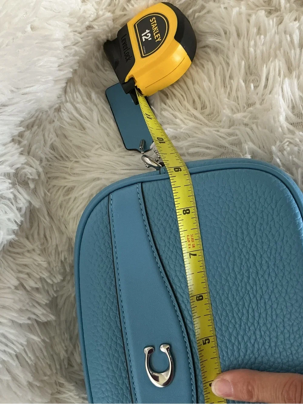 Coach Pebbled Leather Crossbody Camera Bag in Sky Blue